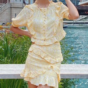 Sabo Skirt yellow floral set (top + skirt)
